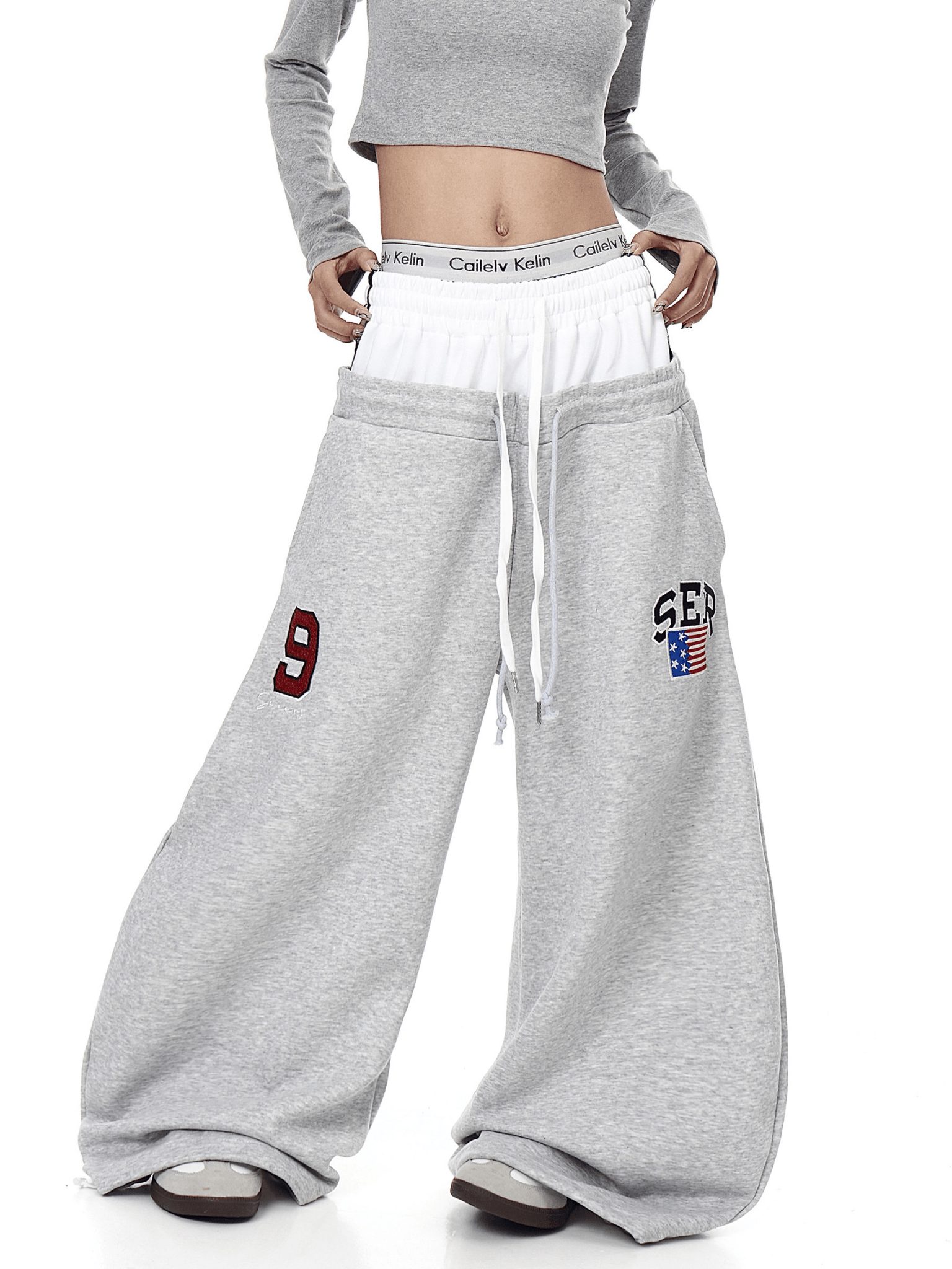 Double Waistband Letter Wide - Leg Sweatpants - COPPING THREADS - CT Select