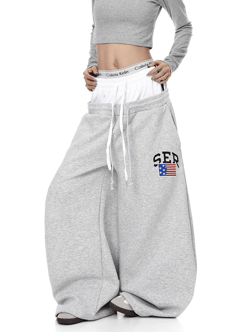 Double Waistband Letter Wide - Leg Sweatpants - COPPING THREADS - CT Select