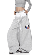 Double Waistband Letter Wide - Leg Sweatpants - COPPING THREADS - CT Select