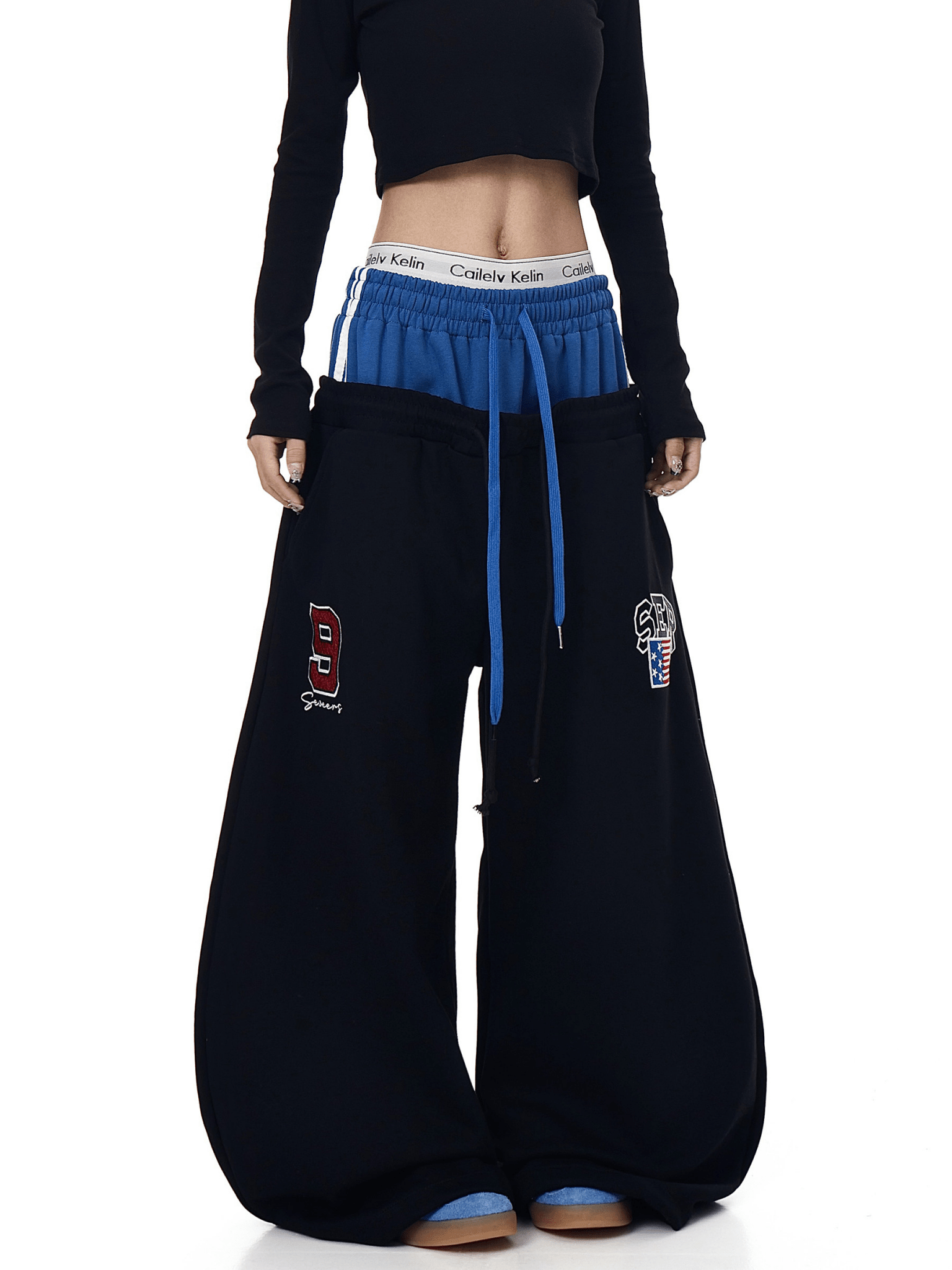 Double Waistband Letter Wide - Leg Sweatpants - COPPING THREADS - CT Select