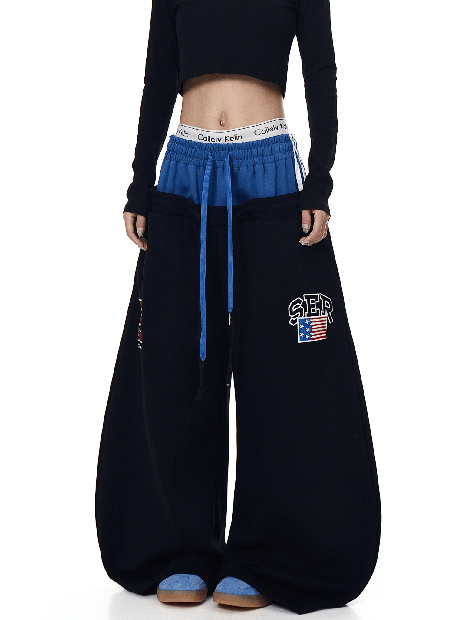 Double Waistband Letter Wide - Leg Sweatpants - COPPING THREADS - CT Select