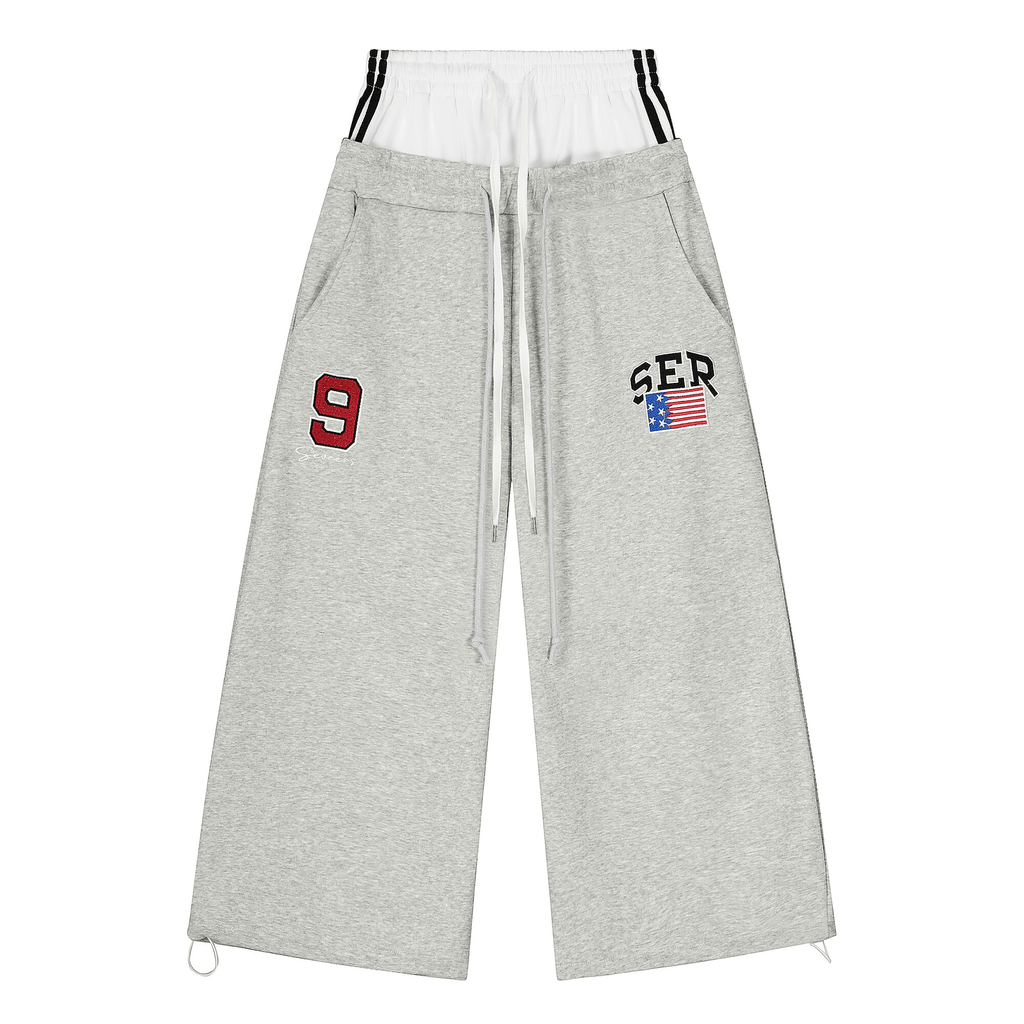 Double Waistband Letter Wide - Leg Sweatpants - COPPING THREADS - CT Select