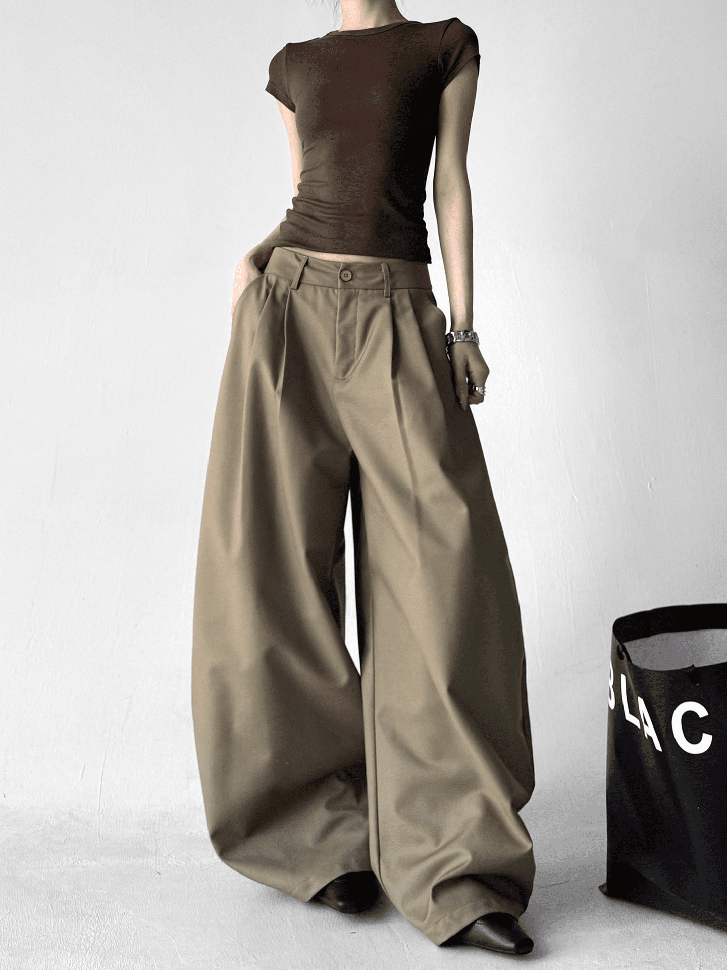 Draped Fit Pleated Wide Leg Trousers - COPPING THREADS - CT Select