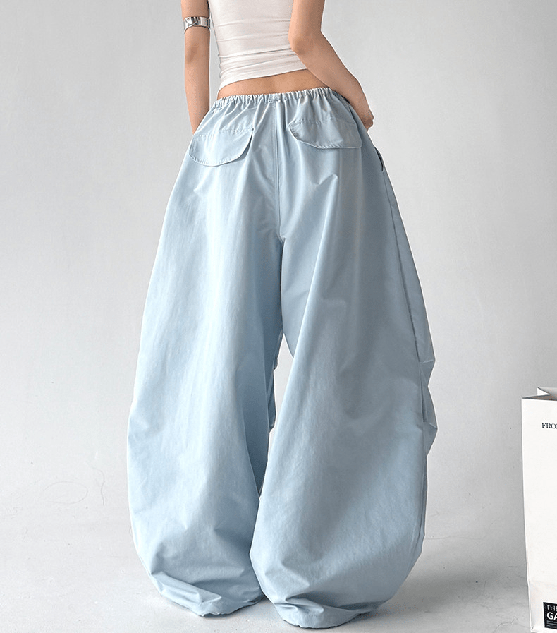 Drawstring Wide-Leg Parachute Pants - CT6681 Secondary image