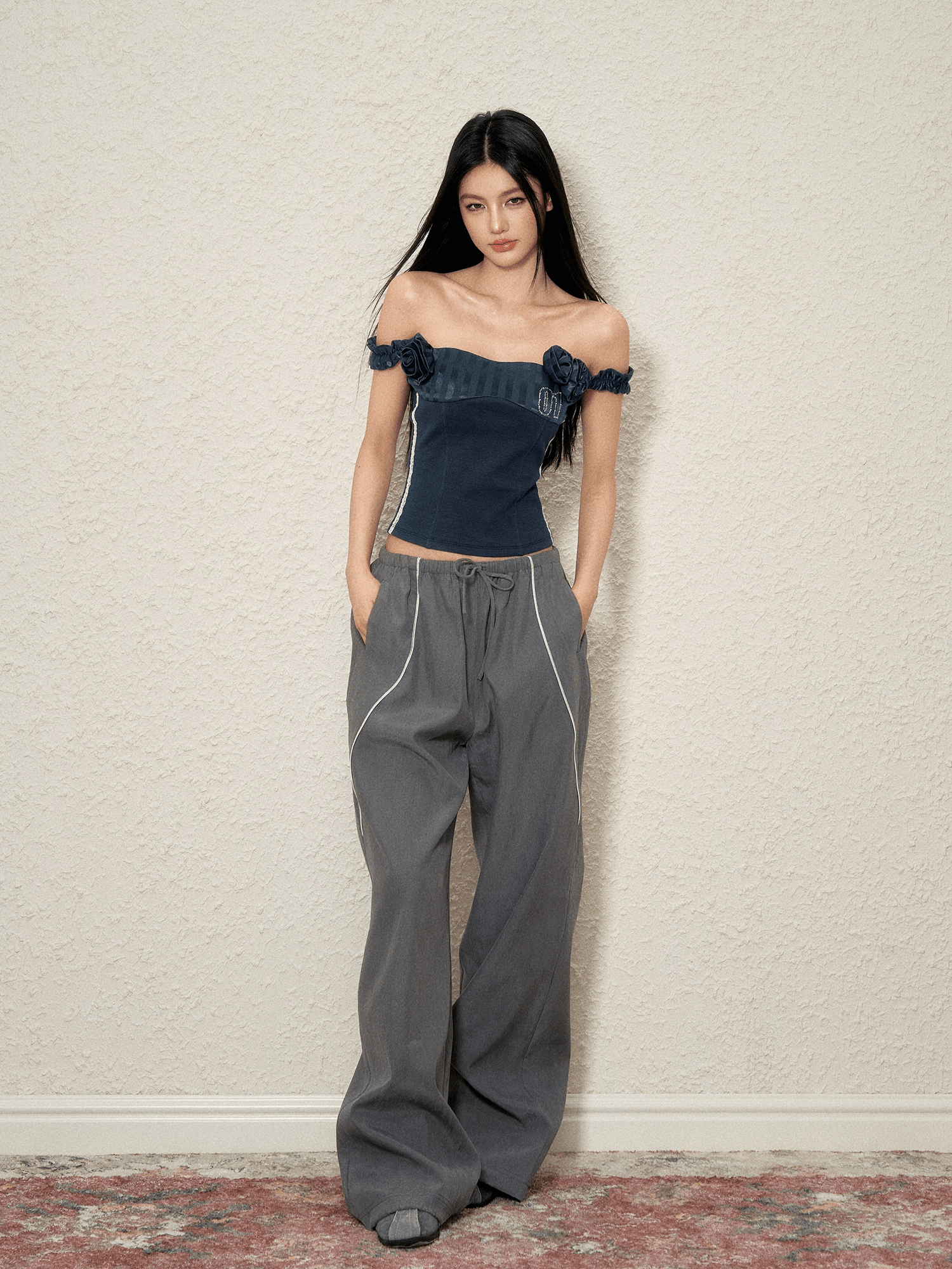 Drawstring Wide - Leg Track Pants - COPPING THREADS - AGAM