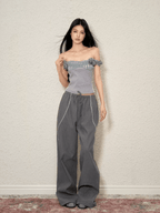 Drawstring Wide - Leg Track Pants - COPPING THREADS - AGAM