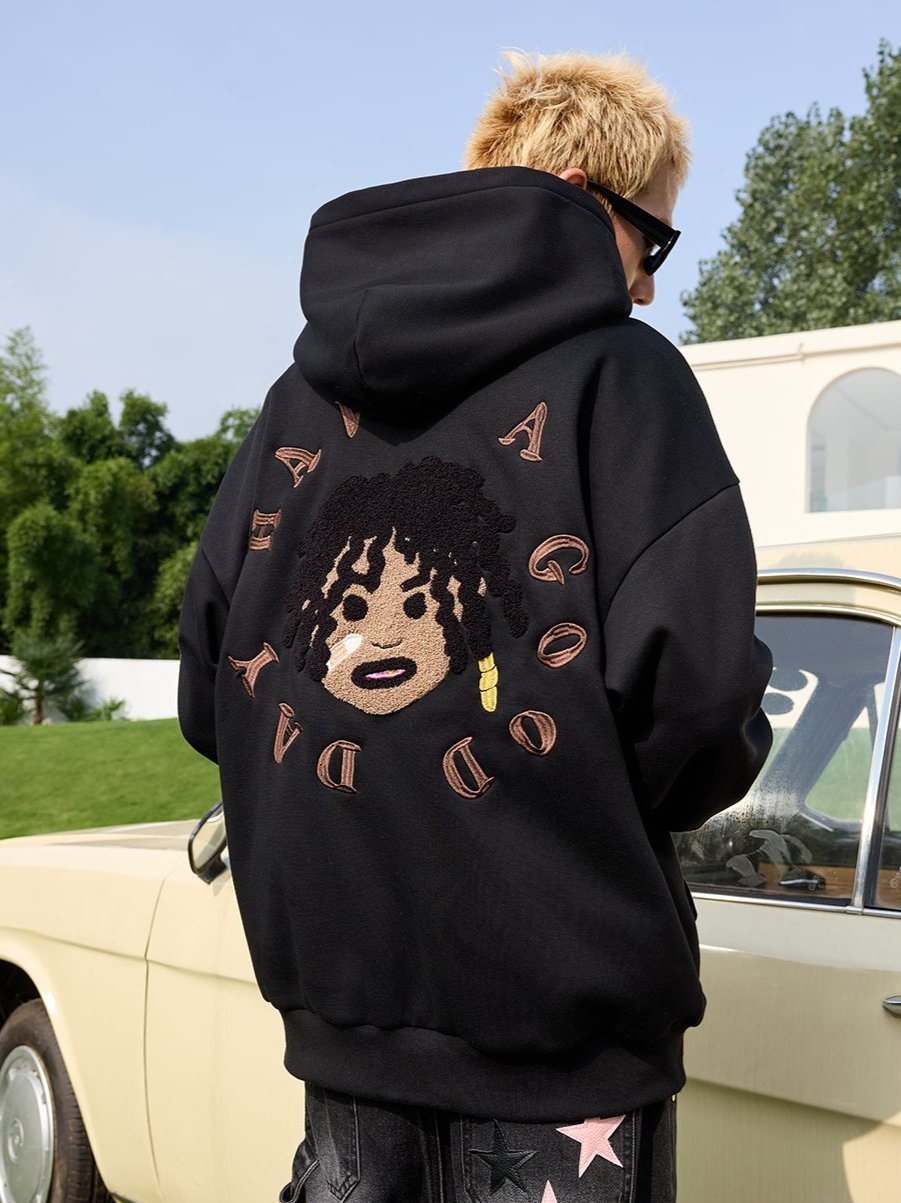 Dreadlocks Gold Teeth Graphic Embroidery Hoodie - COPPING THREADS - Harsh and Cruel