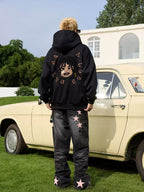Dreadlocks Gold Teeth Graphic Embroidery Hoodie - COPPING THREADS - Harsh and Cruel