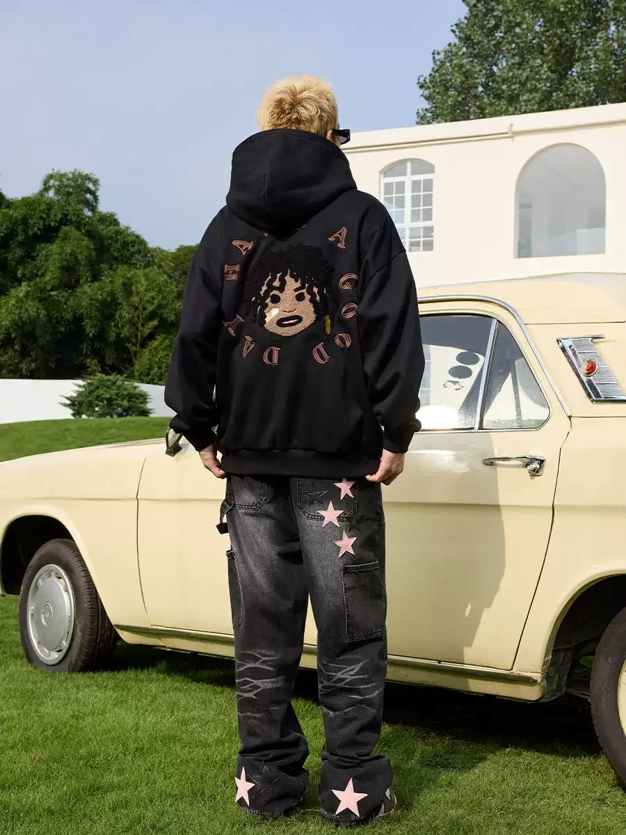 Dreadlocks Gold Teeth Graphic Embroidery Hoodie - COPPING THREADS - Harsh and Cruel