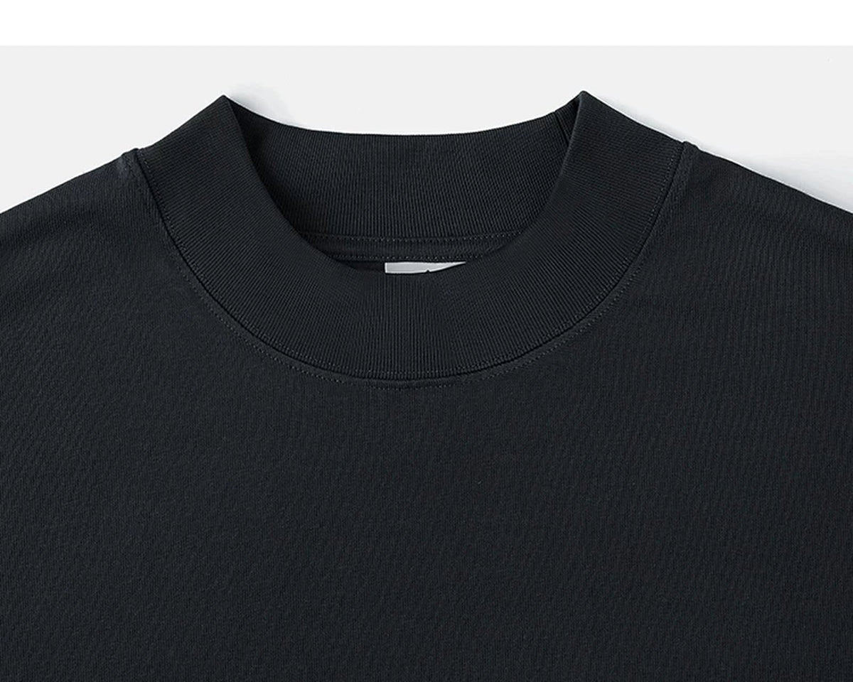 Drop-Shoulder Mock-Neck Long-Sleeve Tee - COPPING THREADS - IDLT