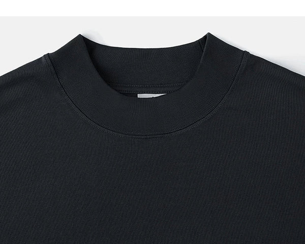 Drop-Shoulder Mock-Neck Long-Sleeve Tee - COPPING THREADS - IDLT