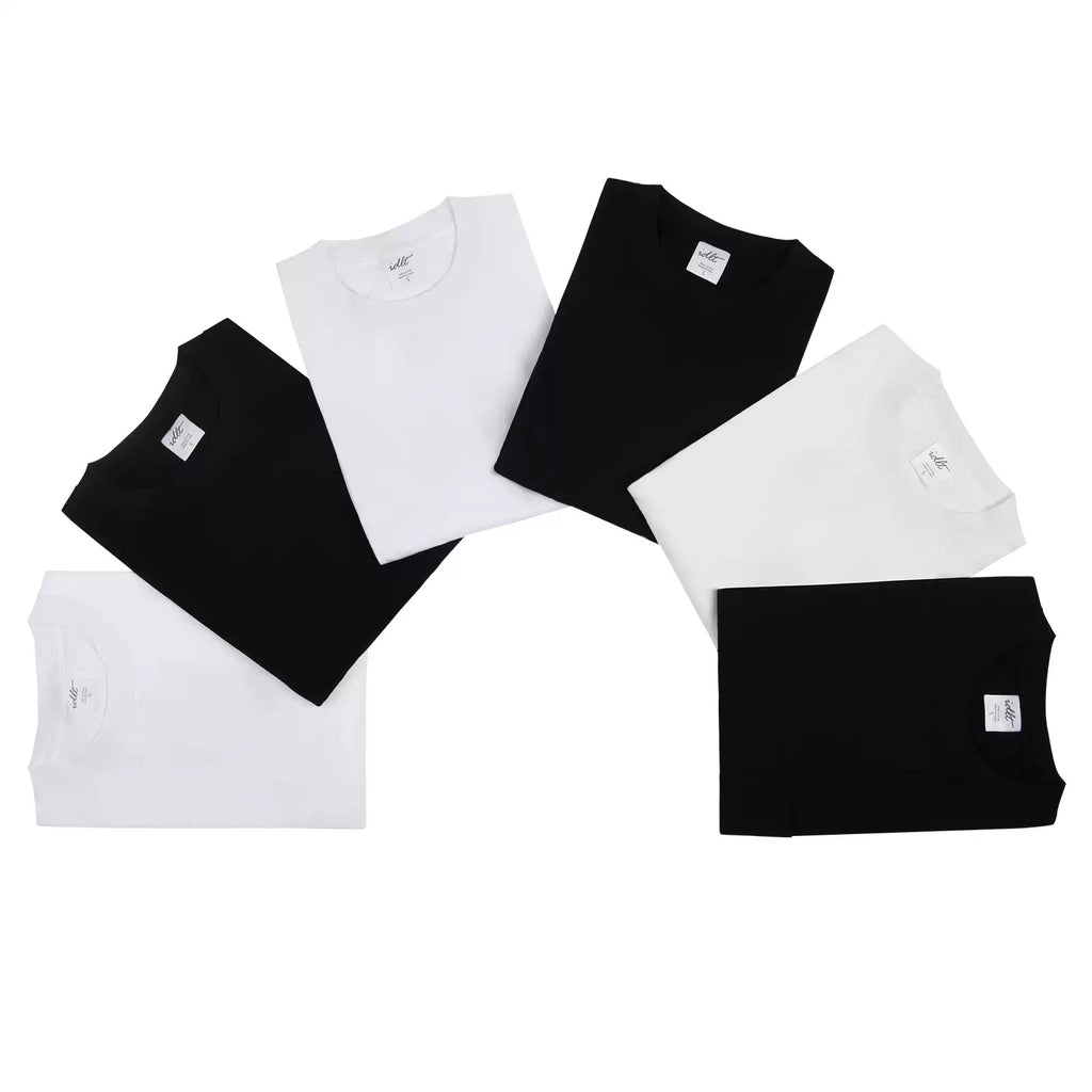 IDLT long sleeve pocket T-shirt, black and white folded assortment.
