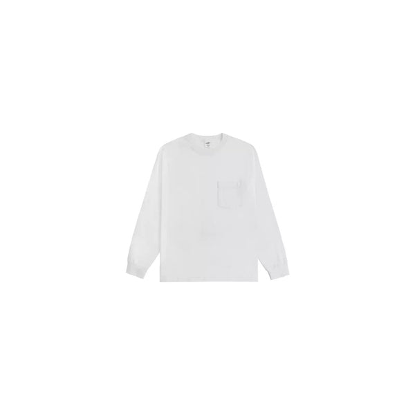 IDLT long sleeve pocket T-shirt, white front overview.