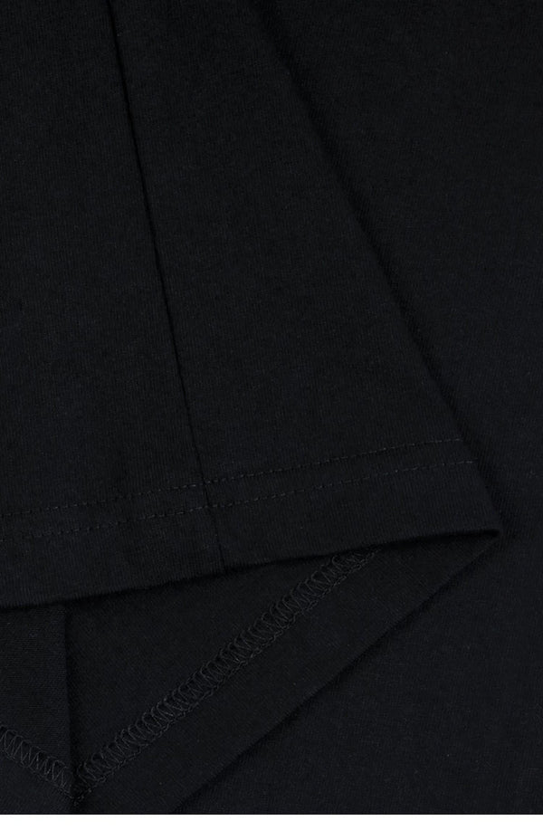 IDLT T-shirt, black folded hem.