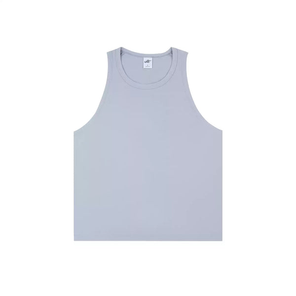 IDLT tank top, light gray front laid flat.