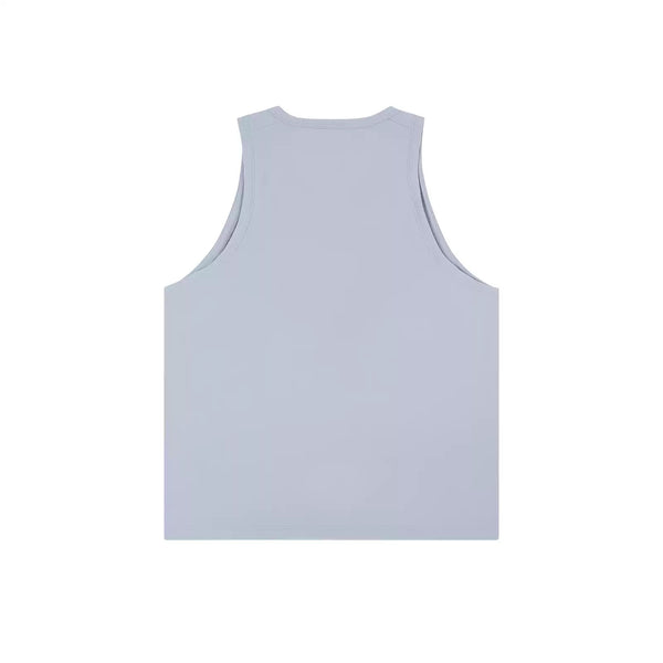 IDLT tank top, light gray back.