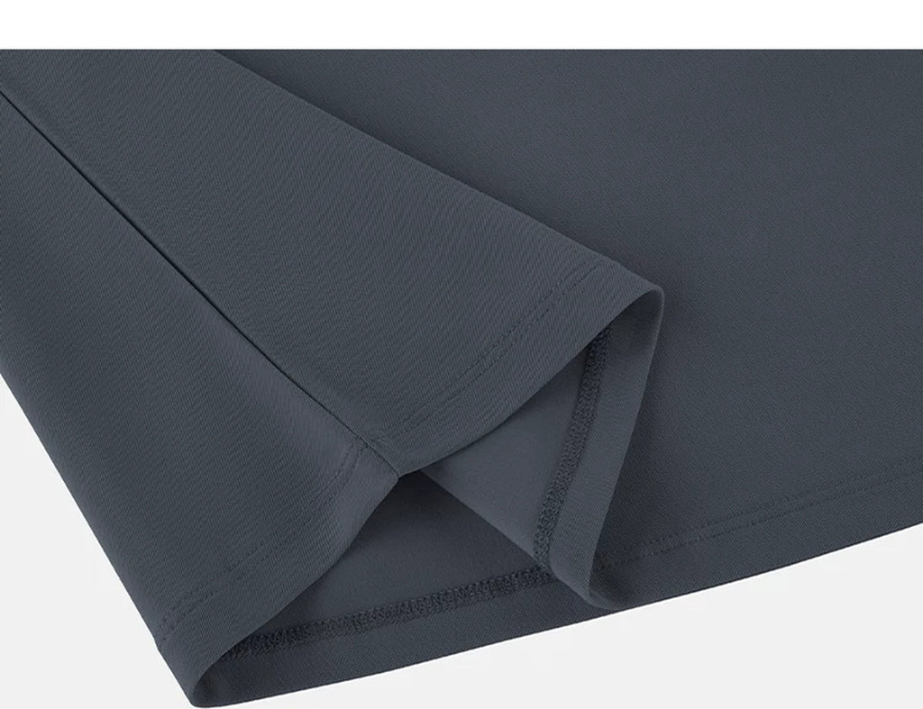 IDLT tank top, dark gray folded hem.