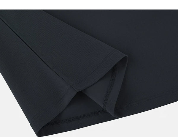 IDLT tank top, black folded hem.