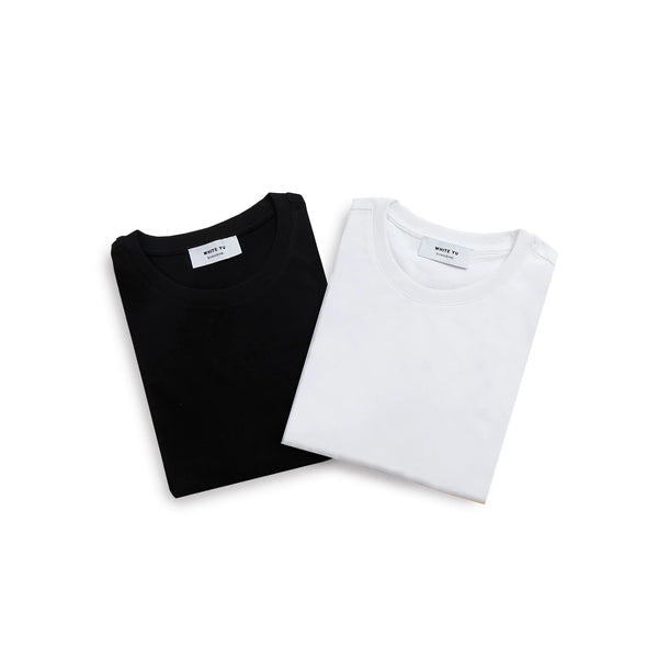 IDLT long sleeve T-shirt, black and white folded pair.