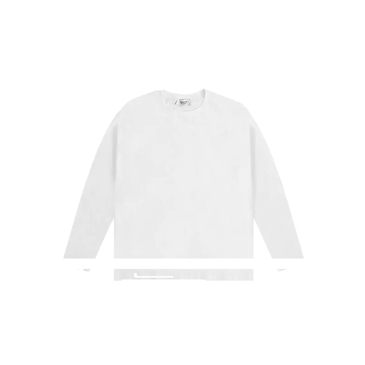 IDLT long sleeve T-shirt, white front.