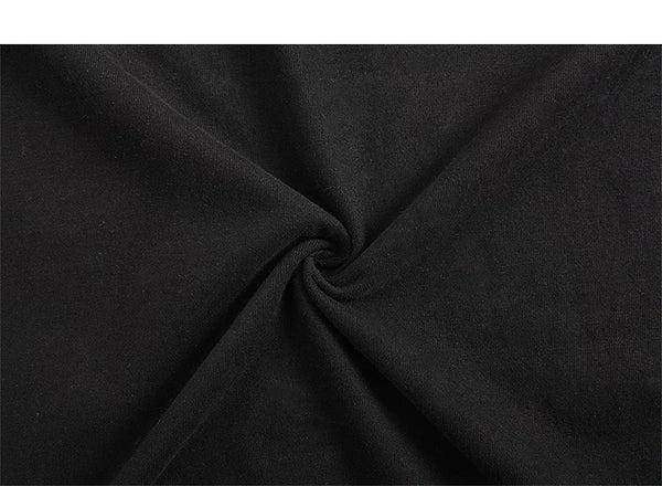 IDLT long sleeve T-shirt, black gathered fabric texture.
