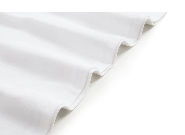 IDLT long sleeve T-shirt, white draped fabric.