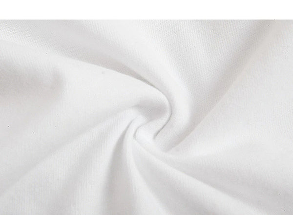 IDLT long sleeve T-shirt, white gathered fabric texture.