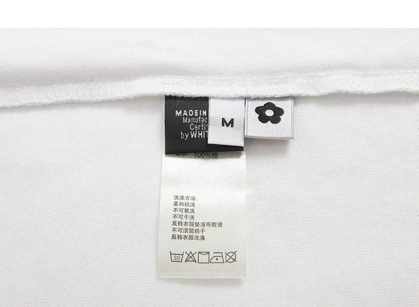 IDLT long sleeve T-shirt, white inner care label.