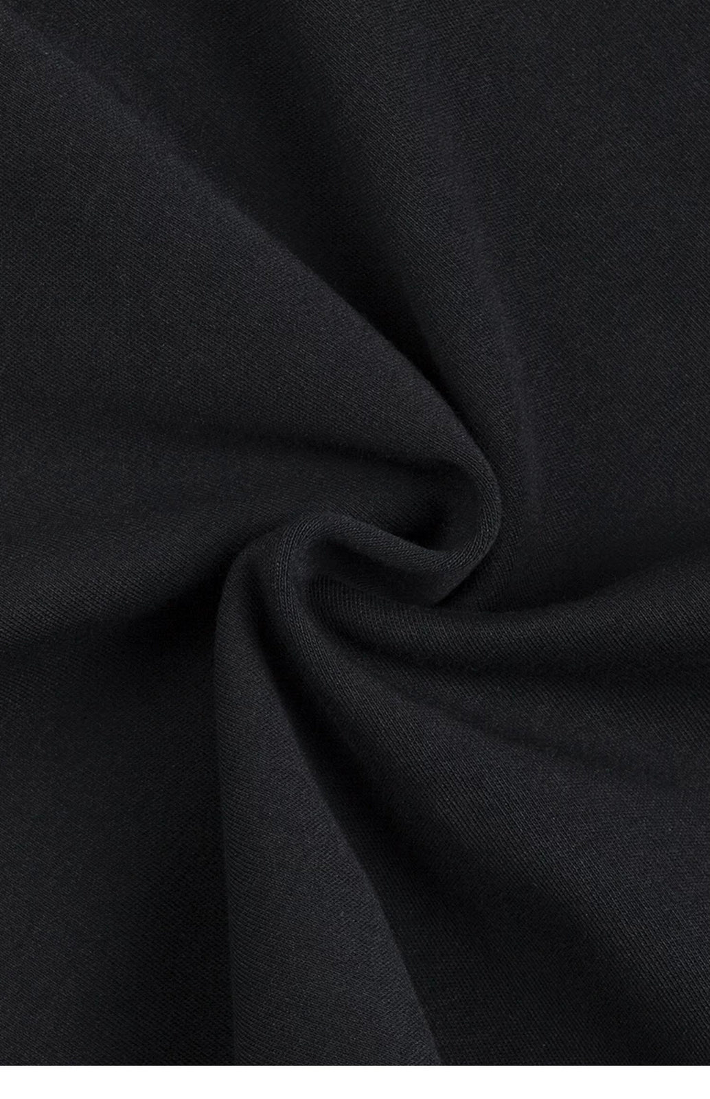 IDLT mock neck top, black gathered fabric texture.