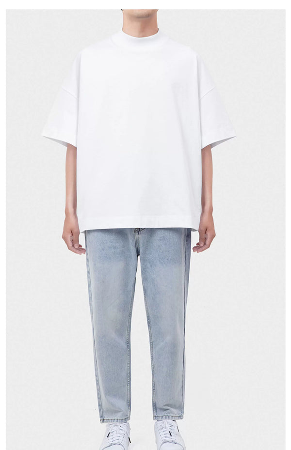 IDLT T-shirt, white full outfit on model.
