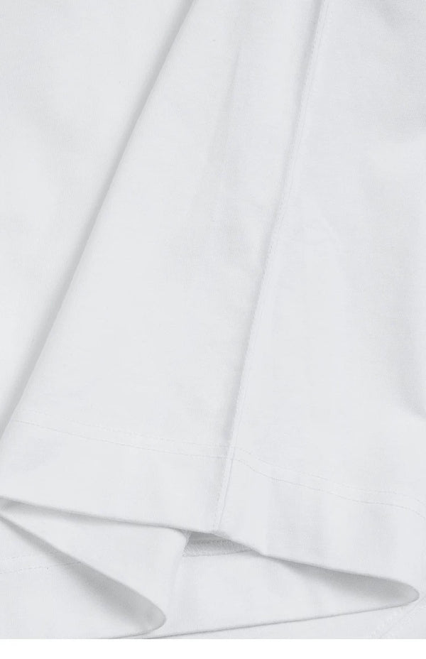 IDLT T-shirt, white folded hem.