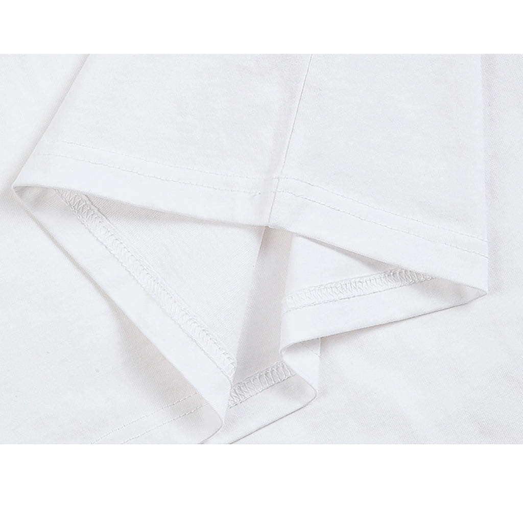 IDLT sleeveless T-shirt, white folded hem.