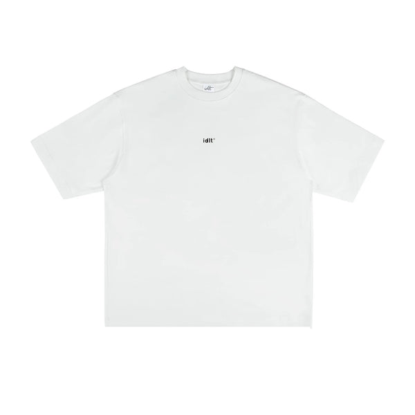IDLT logo T-shirt, white front.