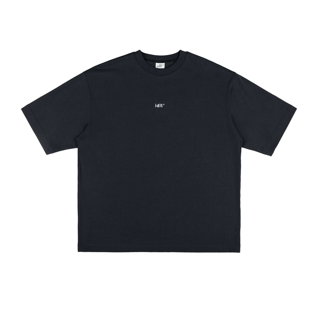IDLT logo T-shirt, black front.
