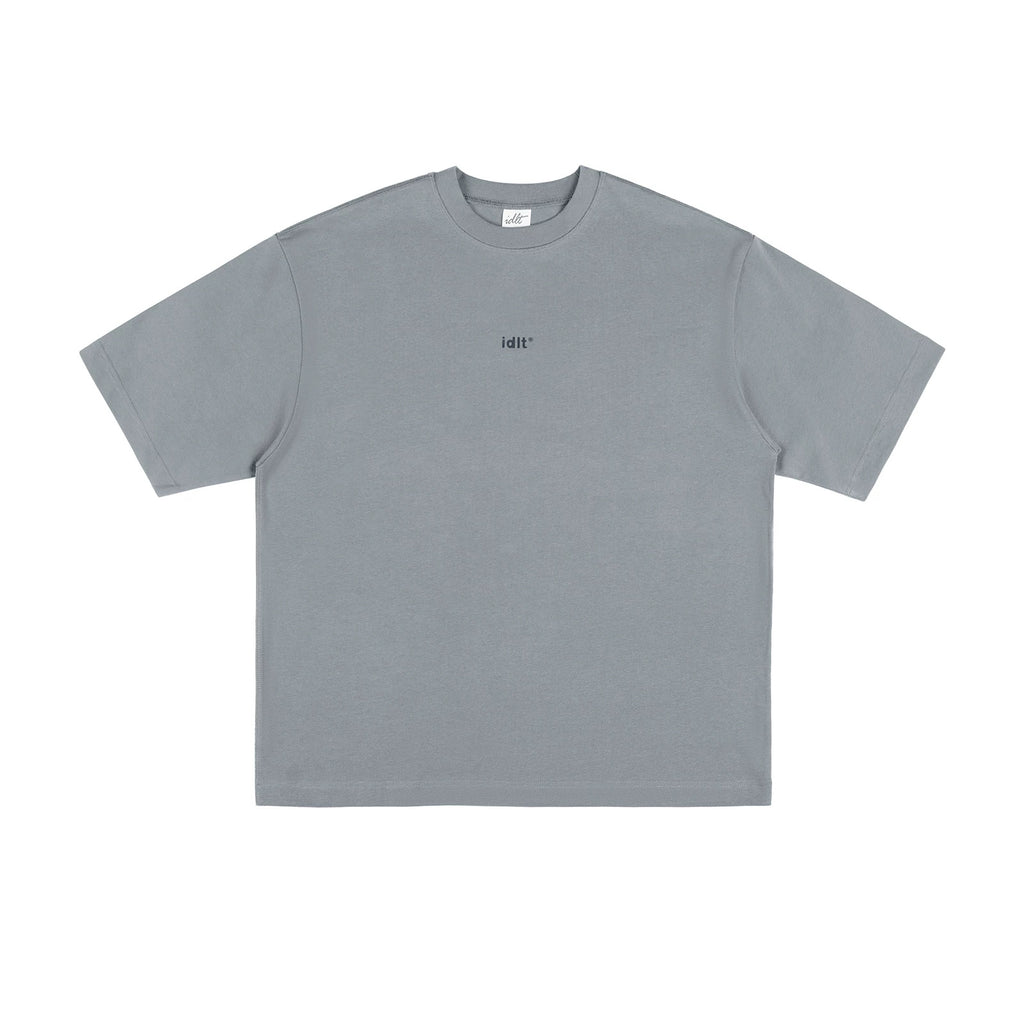 IDLT logo T-shirt, gray front.