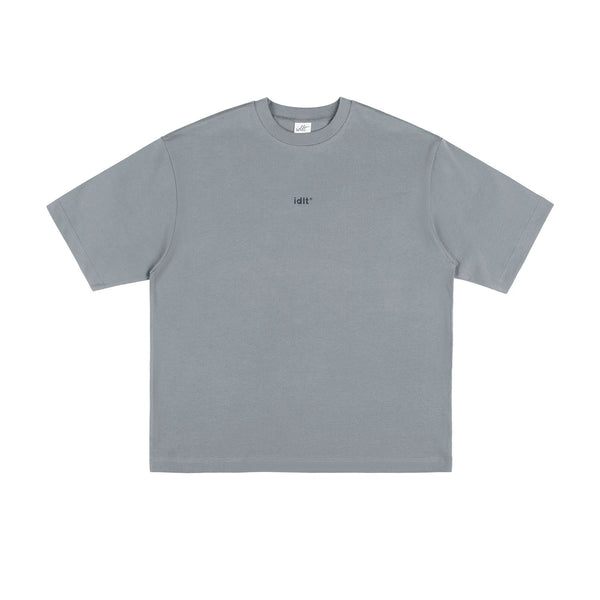 IDLT logo T-shirt, gray front.