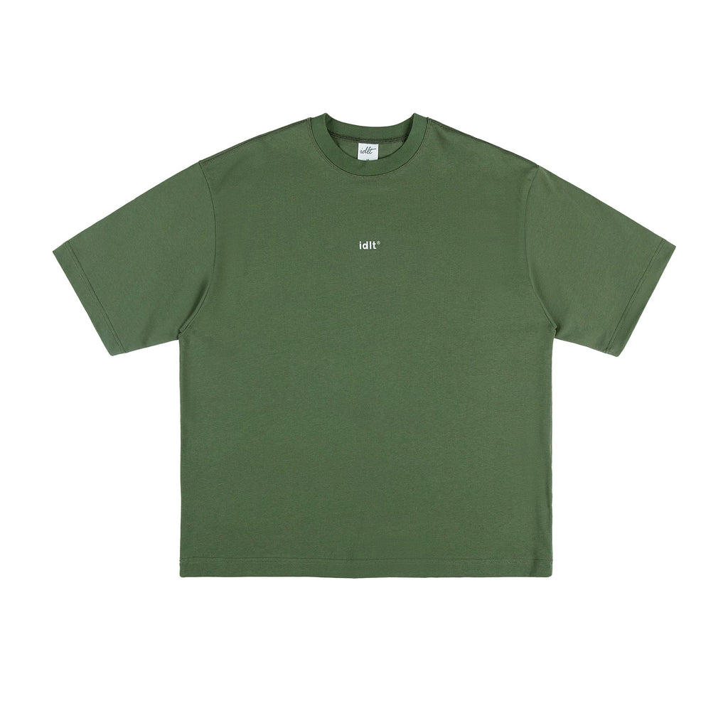 IDLT logo T-shirt, green front.