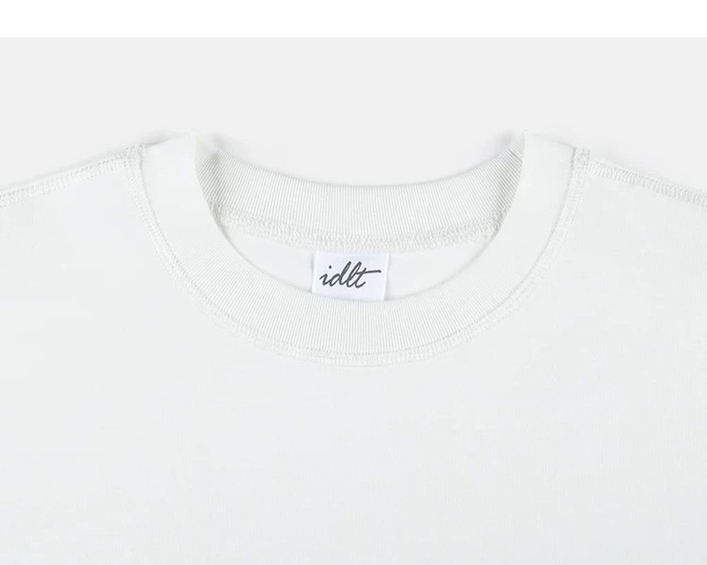 IDLT logo T-shirt, white crewneck.