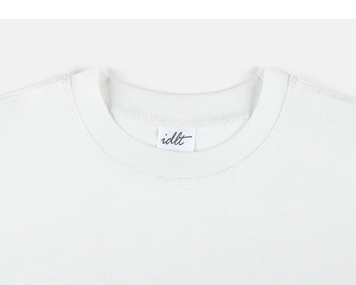 IDLT logo T-shirt, white crewneck.