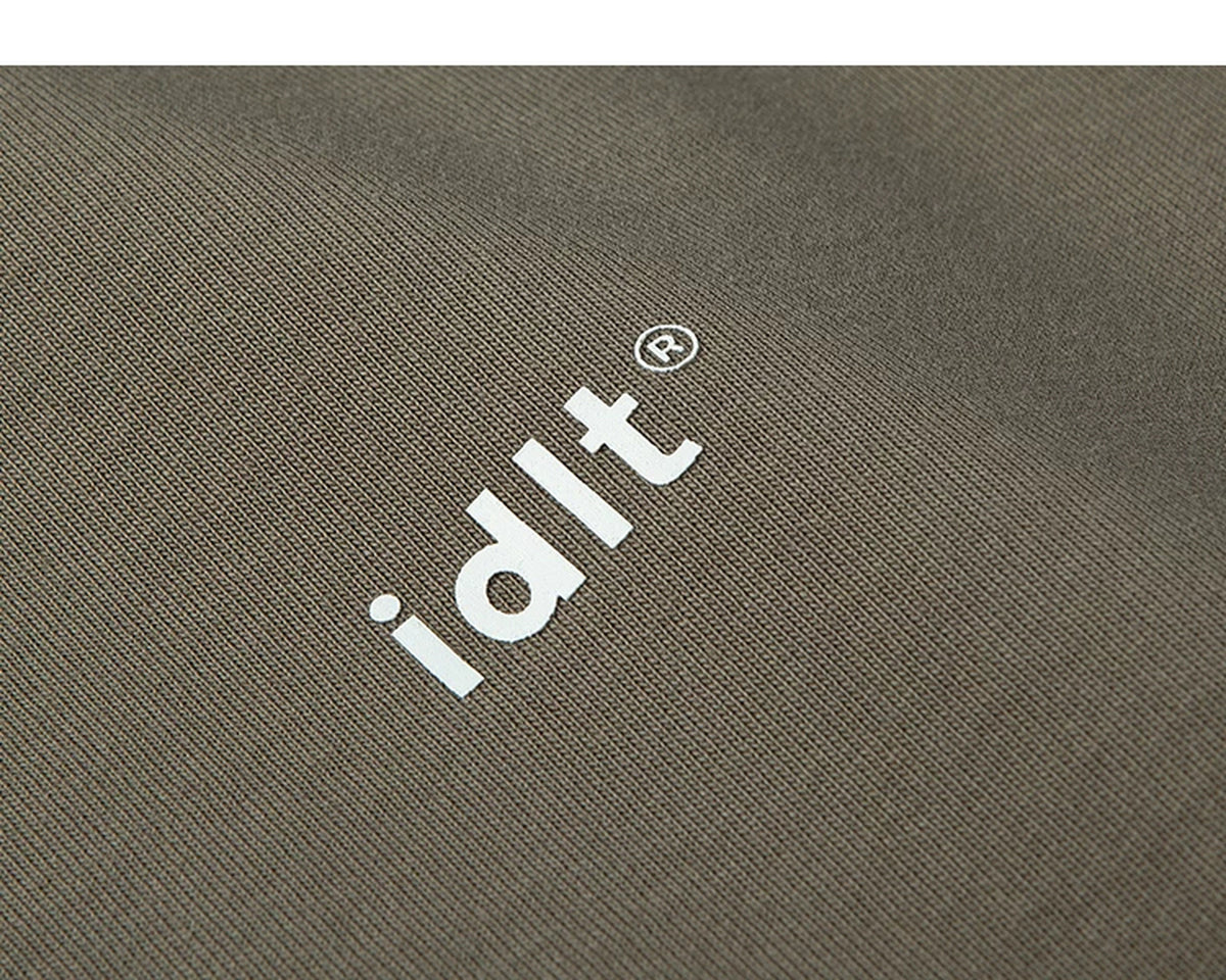 IDLT logo T-shirt, brown chest logo.