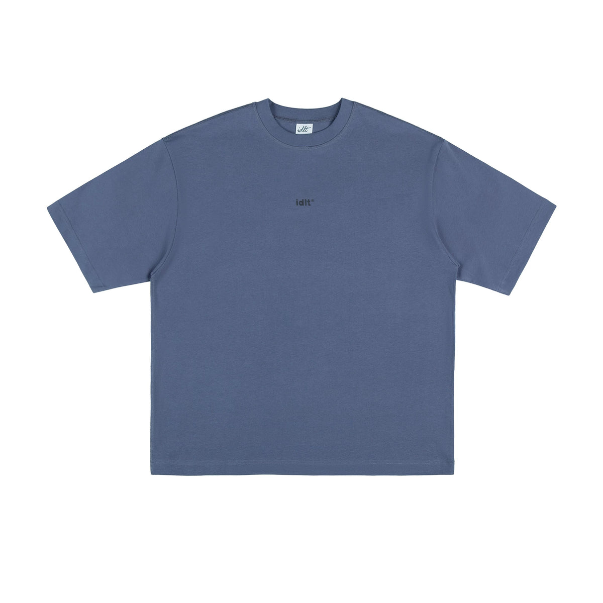 Oversized Logo Tee, gray blue front view.