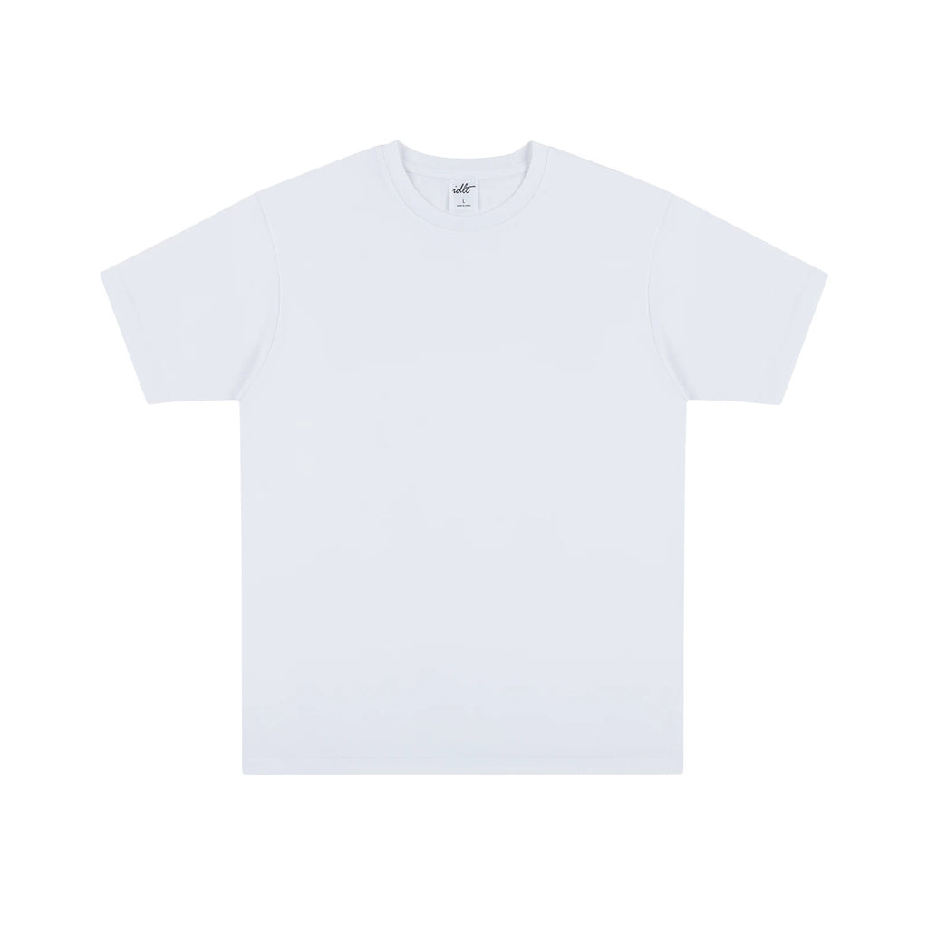 IDLT T-shirt, white front.