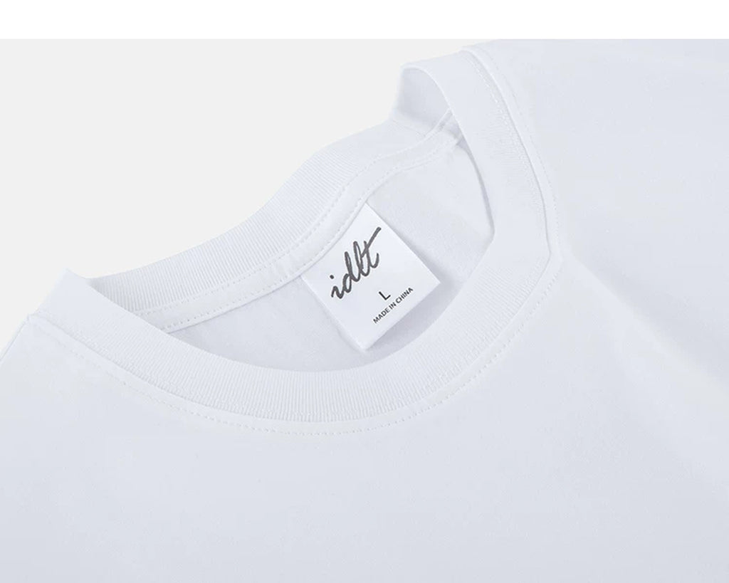 IDLT T-shirt, white neckline label.