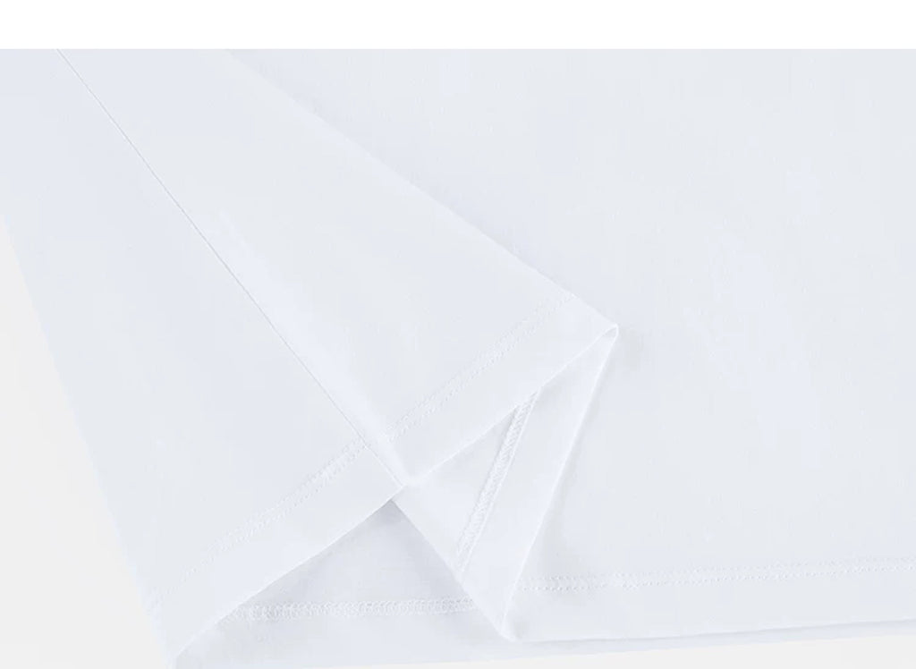 IDLT T-shirt, white folded hem.