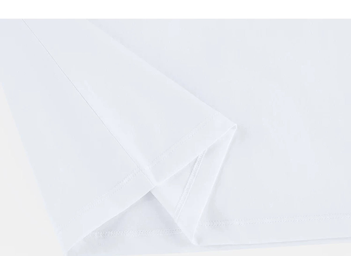 IDLT T-shirt, white folded hem.