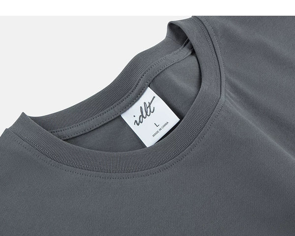 IDLT T-shirt, dark gray neckline label.