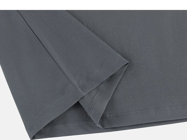 IDLT T-shirt, dark gray folded hem.