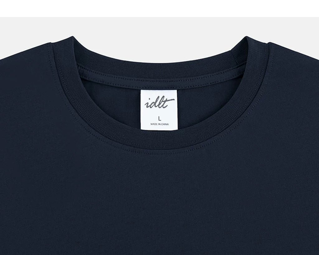IDLT T-shirt, navy crewneck.