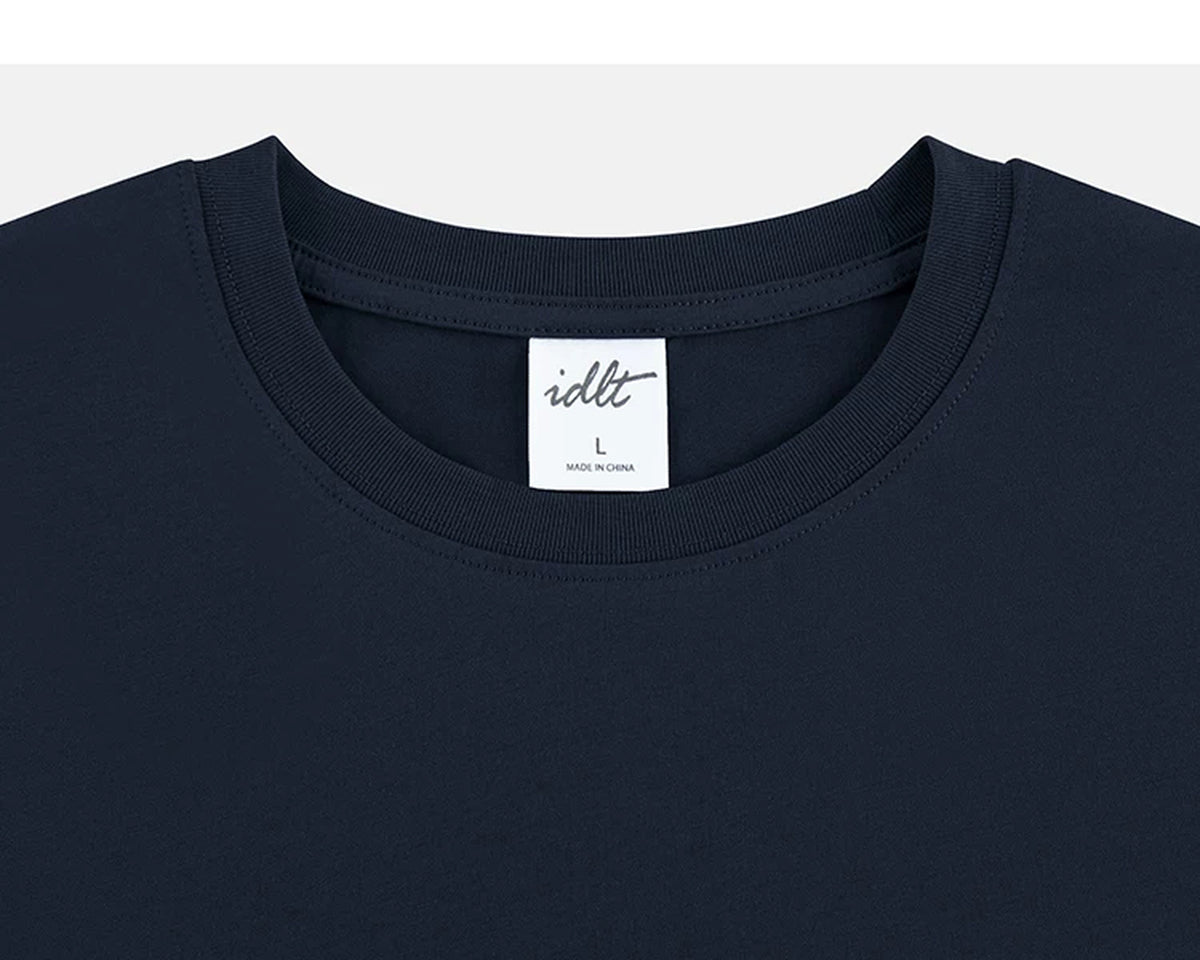 IDLT T-shirt, navy crewneck.