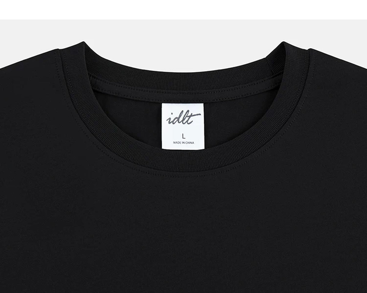 IDLT T-shirt, black crewneck.